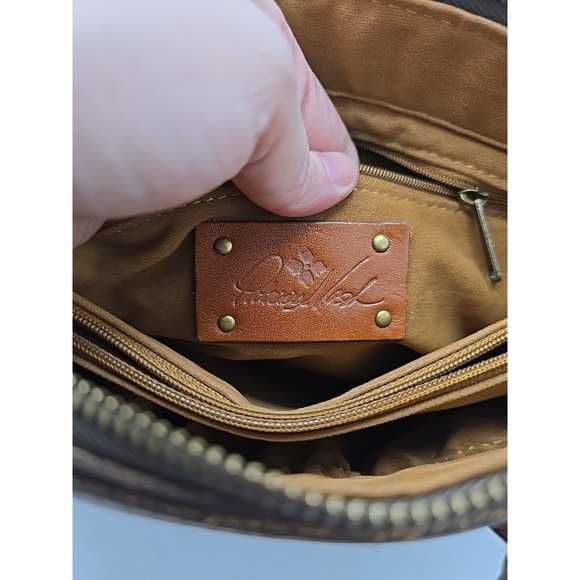 Patricia Nash Heritage Collection Angela Brown Leather Satchel Shoulder Handbag - Picture 9 of 10